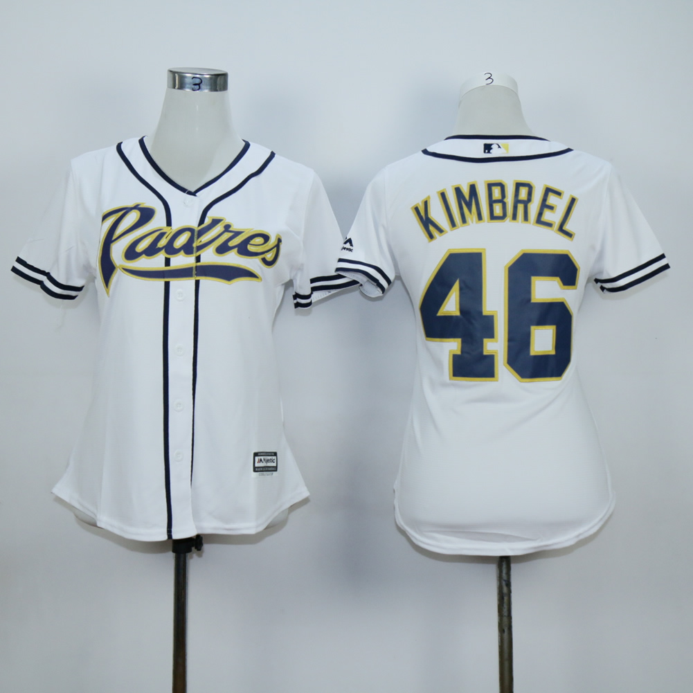 Women San Diego Padres #46 Kimbrel White MLB Jerseys->women mlb jersey->Women Jersey